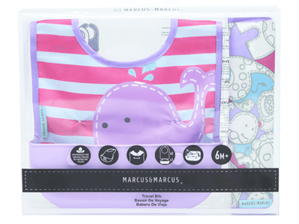 Marcus & Marcus - travel bib Willo the Whale-Purple-1875027426824818690