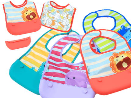 Marcus & Marcus - travel bib Lucas the Hippo- Blue-1875027518390669315