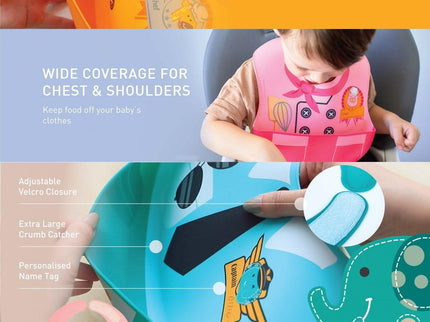 Marcus & Marcus -Wide Coverage Creative Toddler Bibs Ollie green-1875027445397196803