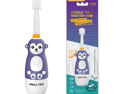 MEGA TEN 360-Degree Kids Electric Toothbrush with LED Light 1-4 Yrs Monkey-1875027403600957440