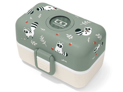 Monbento Tresor Graphic Kids's Bento Box- Green Raccoon Green Raccoon-1875027410735468544