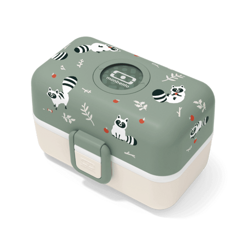 Monbento Tresor Graphic Kids's Bento Box- Green Raccoon Green Raccoon-1875027410735468544