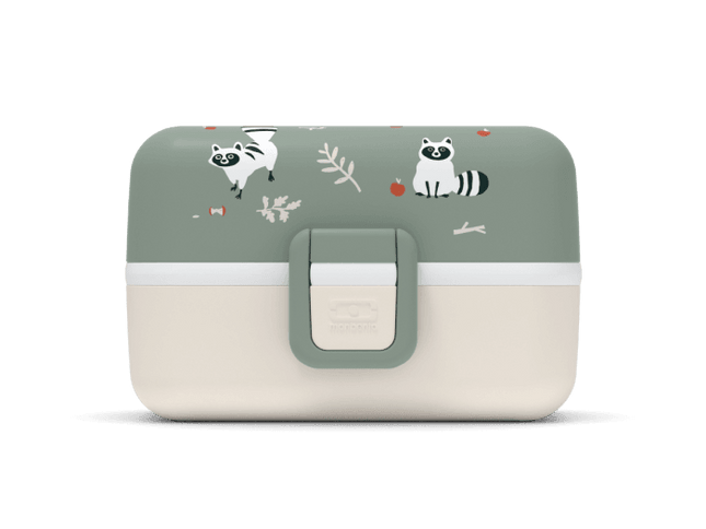 Monbento Tresor Graphic Kids's Bento Box- Green Raccoon Green Raccoon-1875027410735468545