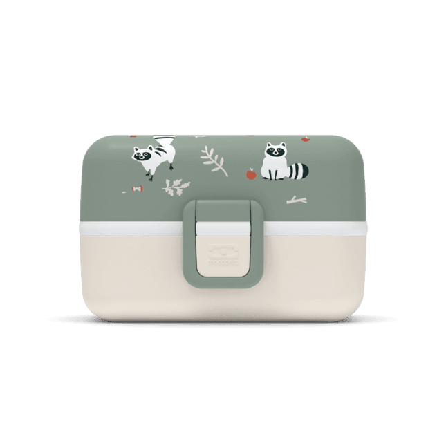 Monbento Tresor Graphic Kids's Bento Box- Green Raccoon Green Raccoon-1954803050564685825