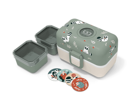 Monbento Tresor Graphic Kids's Bento Box- Green Raccoon Green Raccoon-1875027410735468546