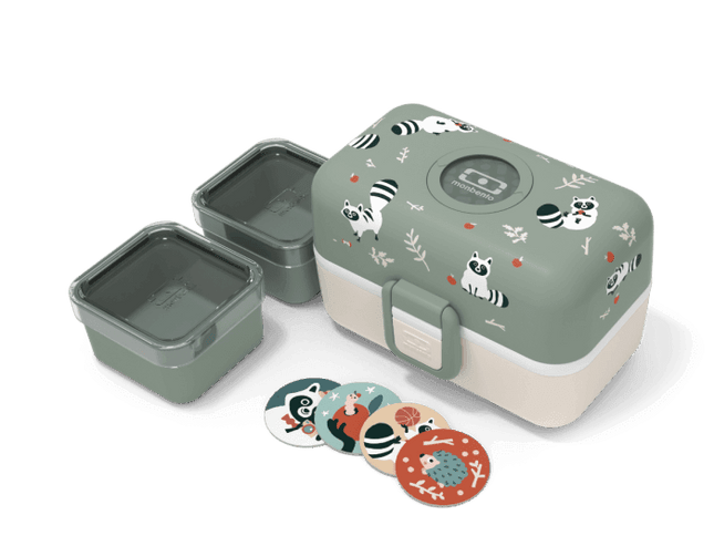 Monbento Tresor Graphic Kids's Bento Box- Green Raccoon Green Raccoon-1973194135888334850