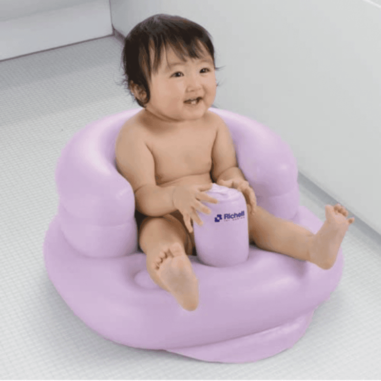 Richell Inflatable Soft Baby Chair Purple Grey-1973194097153937410