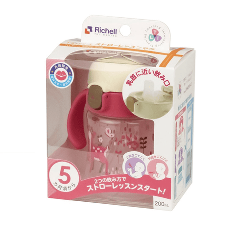 Richell Sippy Cup 200ml Pink Deer-1875027470865010689