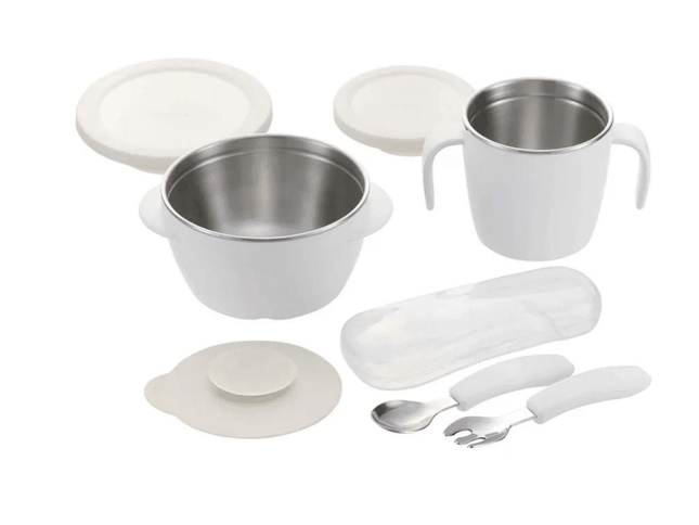 RICHELL TLI Stainless steel Feeding Set White-1875027405979127808