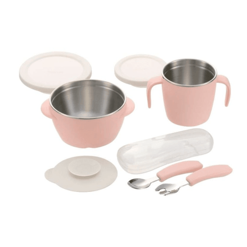 RICHELL TLI Stainless steel Feeding Set Pink-1875027406125928448