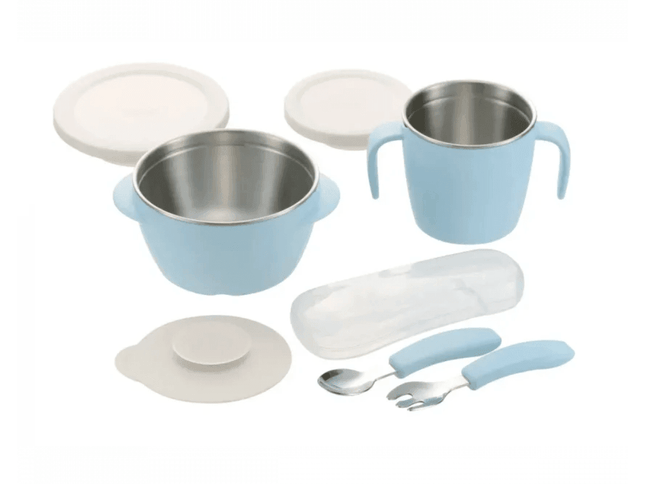 RICHELL TLI Stainless steel Feeding Set Blue-1875027406268534784