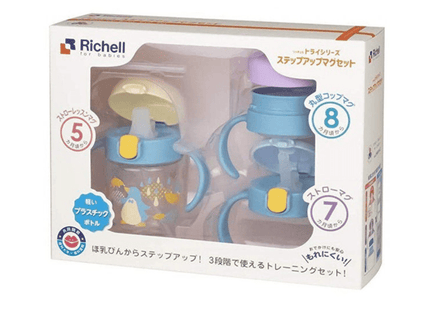 Richell - Tli Straw Mug Set R blue yellow bear Yellow Penguin-1875027499826679808