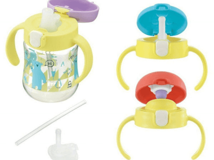 Richell - Tli Straw Mug Set R blue yellow bear S3 Straw-1875027531434954752
