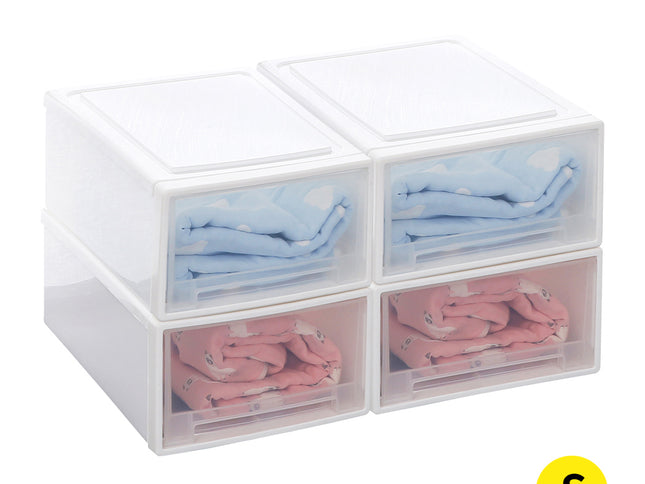 Plastic Storage Drawers Stackable Containers S 4PK Small-1864184611874148352