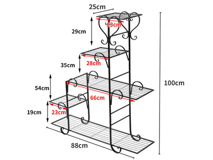 Levede Plant Stand Outdoor Indoor Metal Black-1894516826986123266