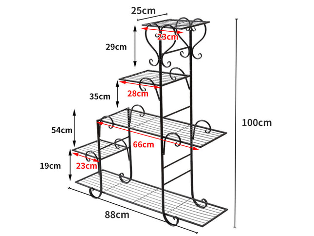 Levede Plant Stand Outdoor Indoor Metal Black-1894516826986123266
