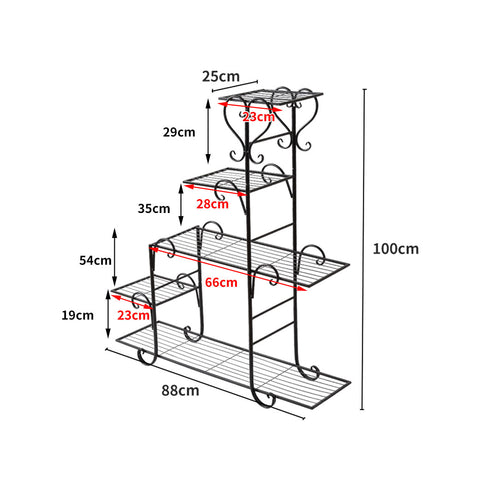 Levede Plant Stand Outdoor Indoor Metal Black-1894516826986123266