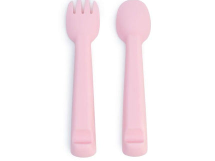 We Might Be Tiny Feedie Fork Spoon Set- Powder Pink-1875027435410558977