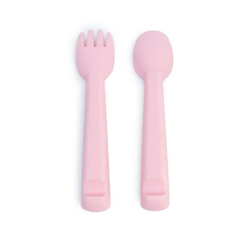 We Might Be Tiny Feedie Fork Spoon Set- Powder Pink-1875027435410558977