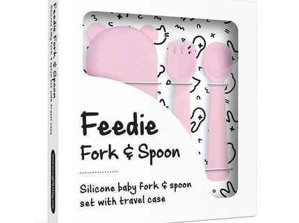 We Might Be Tiny Feedie Fork Spoon Set- Powder Pink-1875027435410558979